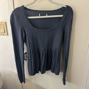 Abercrombie and Fitch muted blue babydoll sweater